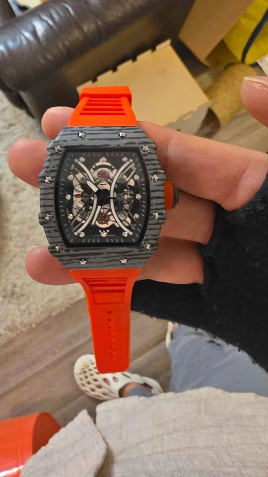 Red Strap With Black Case RM Style Skeleton Watch