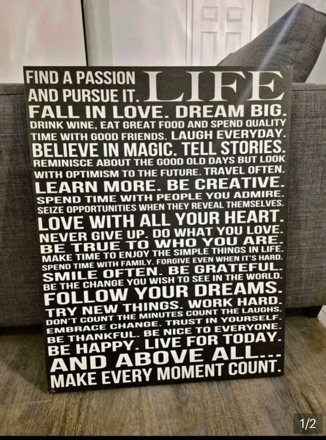 Inspirational 'LIFE' Wall Art Sign - Modern Canvas Decor