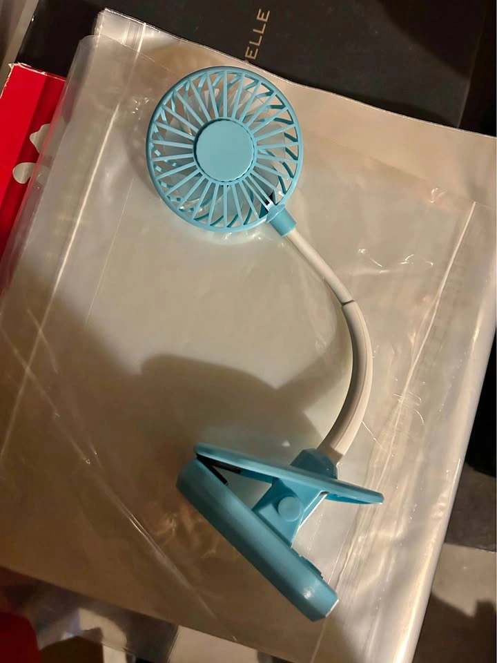 Blue Clip-On Rechargeable Mini Fan (no charger)