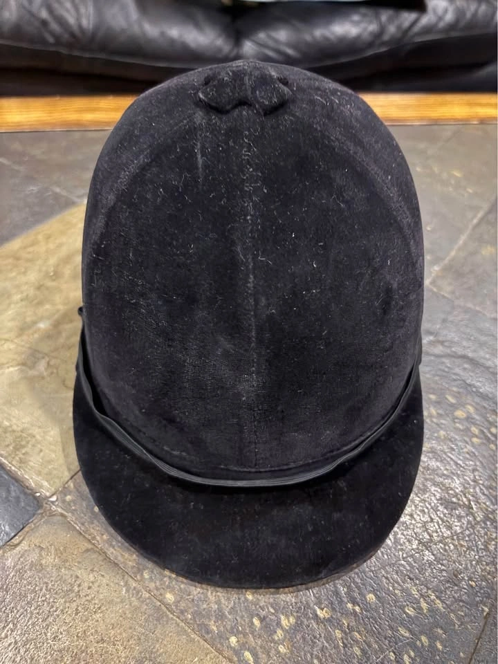 Vintage Black Velvet Equestrian Riding Helmet – Hunt Cap Style D - photo 3