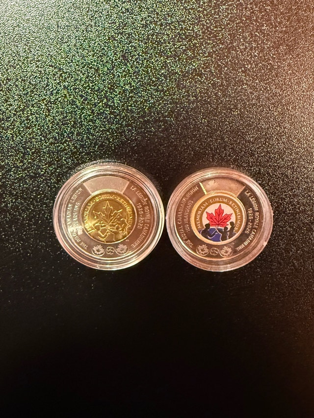 Royal Canadian Legion 100th Anniversary 2 Dollar Coins - photo 2