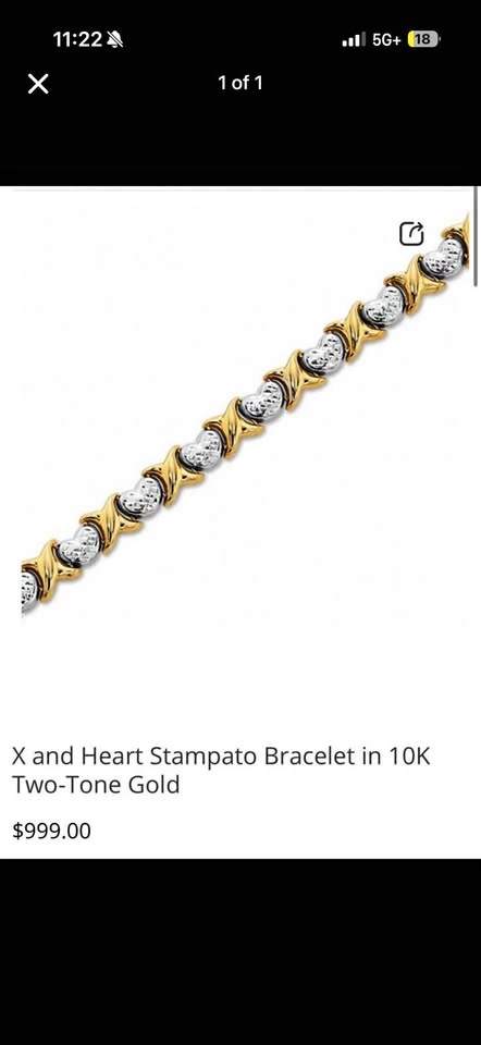 X and Heart Stampato Bracelet in 10K Two-Tone Gold