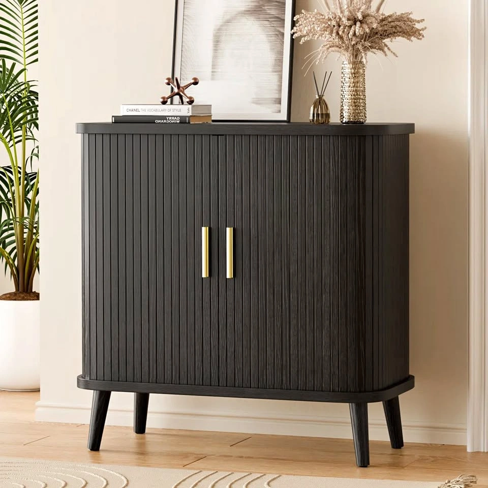 31.5" Modern Black Sideboard Cabinet with Sliding Doors