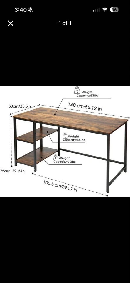 Computer table with 2 shelves - photo 2