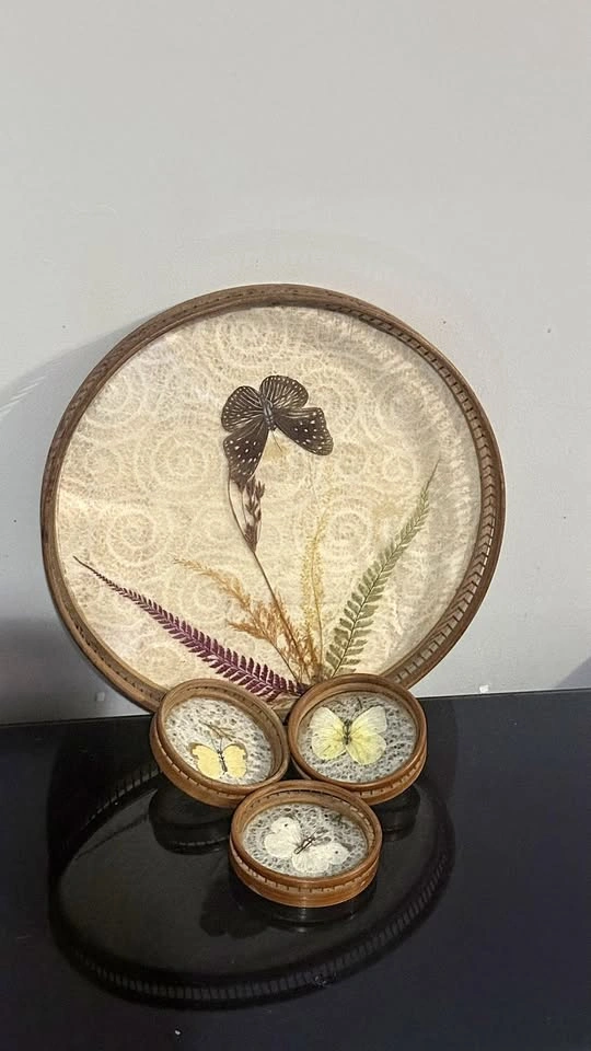Vintage Butterfly & Botanical Wall Decor Set - 4 Pieces