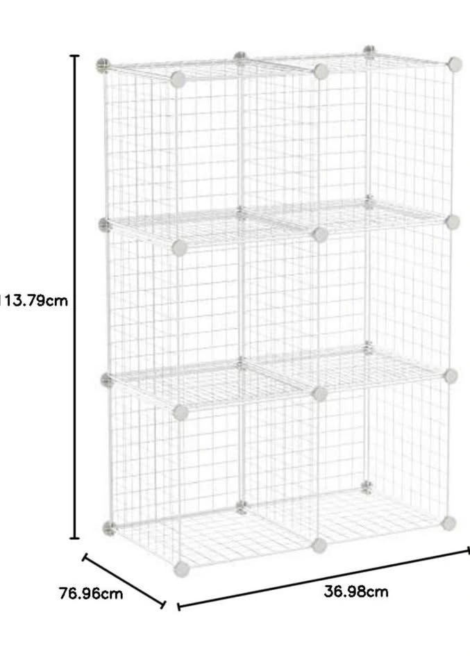 9-Cube Metal Wire Storage Organizer – White