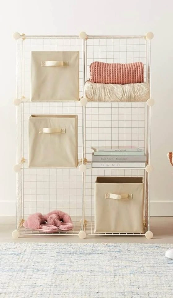 9-Cube Metal Wire Storage Organizer – White - photo 2