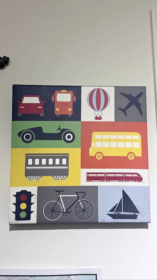 Kids Canvas Wall Art — Colourful Vehicles Collage