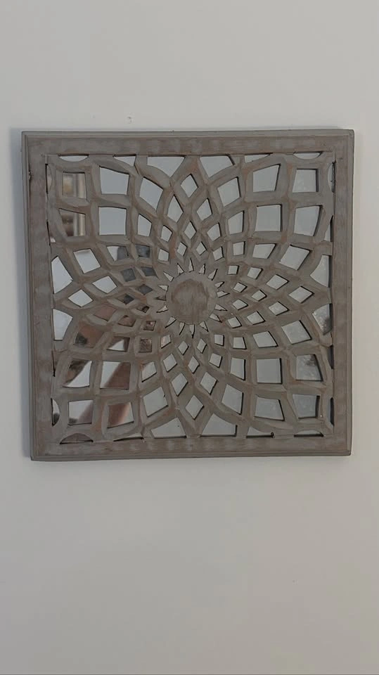 Carved Wood Decorative Wall Mirror - Boho Farmhouse Style - photo 2