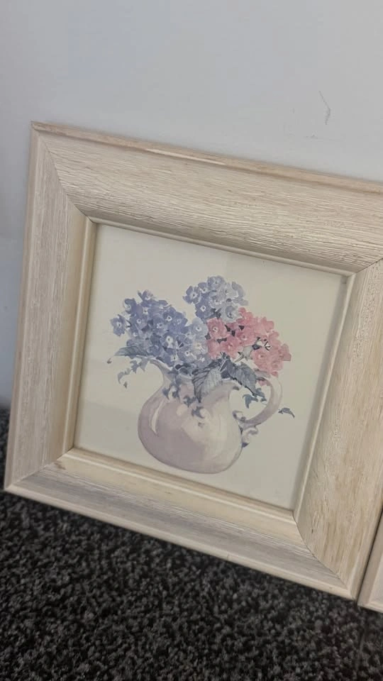 Set of 2 Framed Floral Watercolour Prints — Whitewashed Frames - photo 2