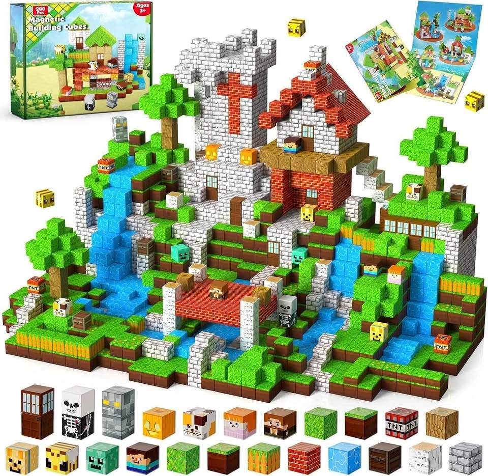 Magnetic Building Cubes – 200 Pcs Pixel Block World Set (NEW) - photo 2