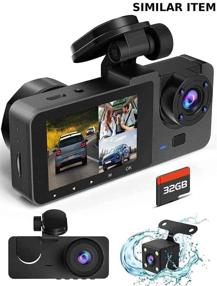 Dash Camera 4K Front Rear, 32GB Card