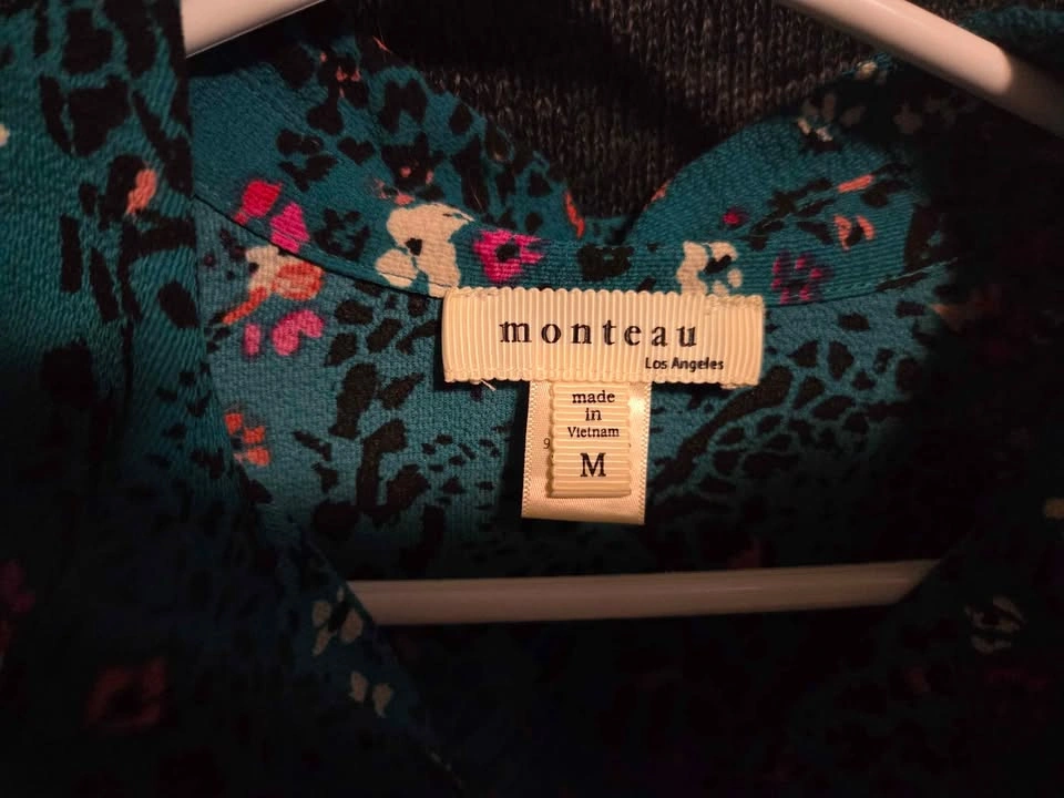 Monteau Floral/Leopard Midi Dress Blue Size Medium Like New - photo 5