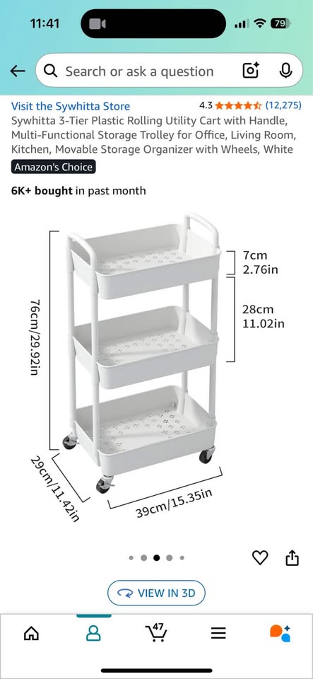 White 3 Tier Utility Cart - photo 3