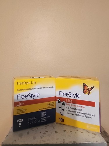 2 FreeStyle Lite Blood Glucose Test Strips 200 CT exp 10/26