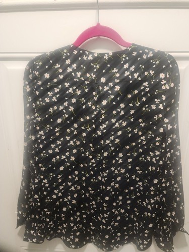 Banana Republic Black Daisy Slip on Tunic Blouse Top XS - photo 4