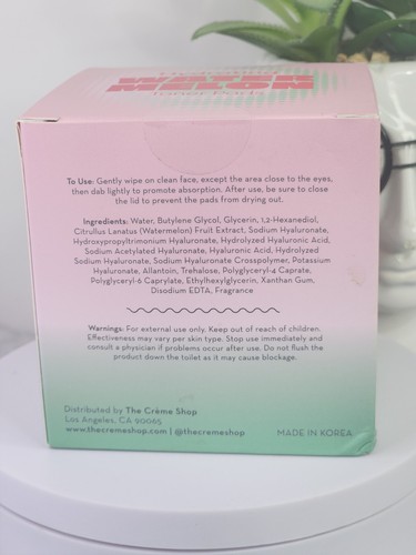 NIB The Crème Shop Hydrating Watermelon Toner Pads 70 Ct - photo 4