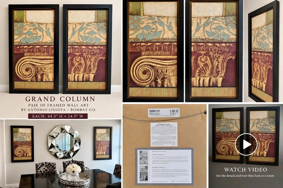 GRAND COLUMN Pair Framed Wall Art by Antonio Lissota