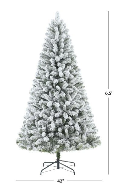 New - Holiday Time 6.5' Pre-lit Flocked Frisco Pine Christmas Tr - photo 4