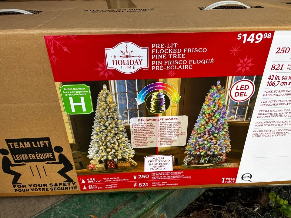 New - Holiday Time 6.5' Pre-lit Flocked Frisco Pine Christmas Tr - photo 5