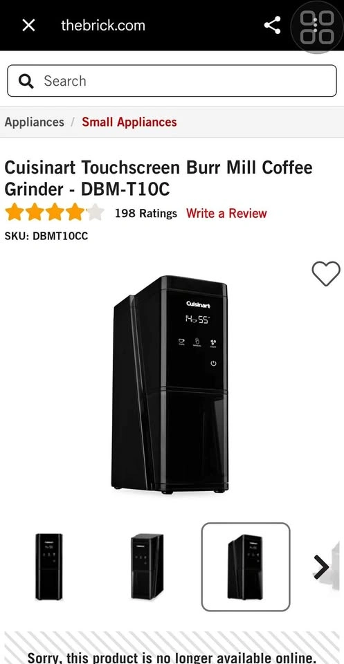 Cuisinart Touchscreen Burr Mill Coffee Grinder - DBM-T10C