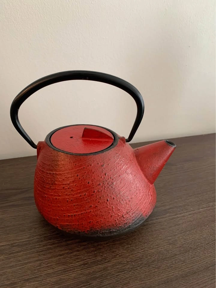 Rare Japanese Cast Iron Tetsubin Teapot - Red - photo 2