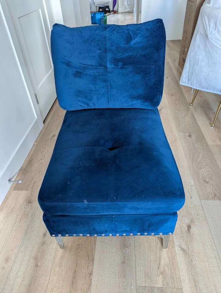 Blue Velvet Sectional Sofa - photo 5