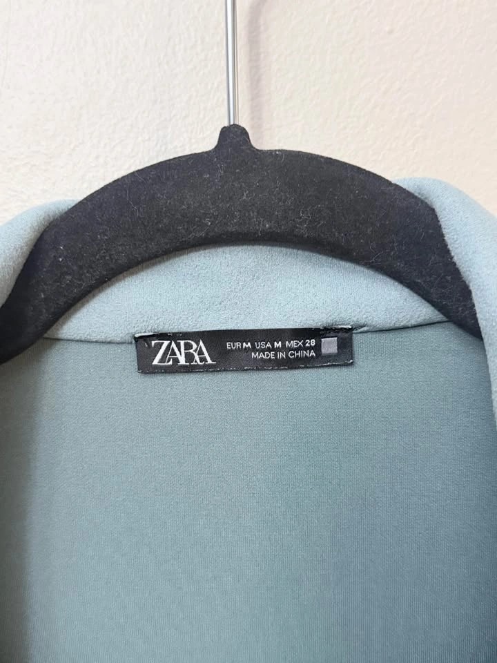 ZARA Blue Faux Suede Long Duster Coat Jacket Medium - photo 2