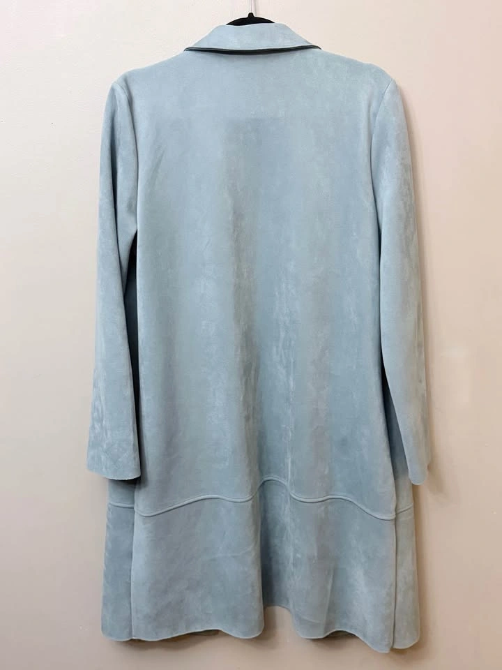 ZARA Blue Faux Suede Long Duster Coat Jacket Medium - photo 5