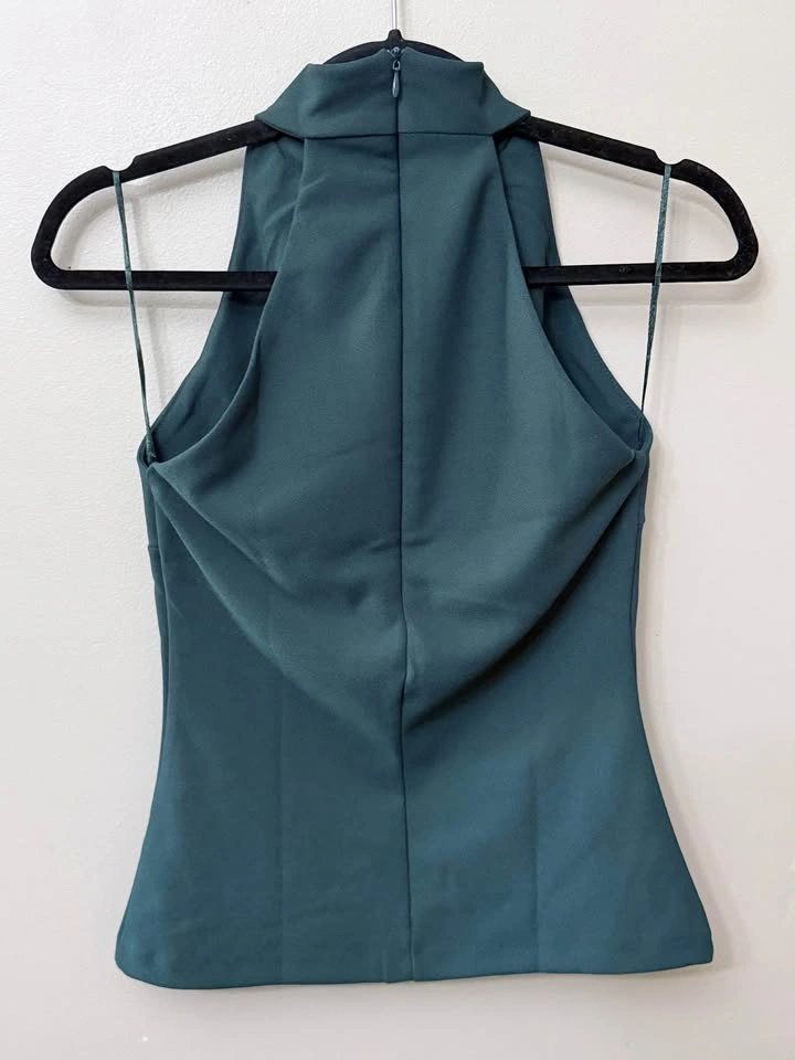 Zara Dark Green High Neck Halter Top Size M - photo 3