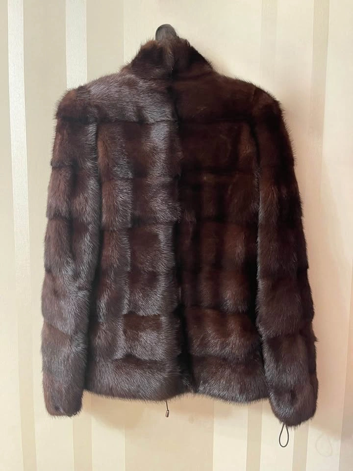 Genuine Brown Mink Fur Coat, Size XS-S, Convertible Length - photo 2