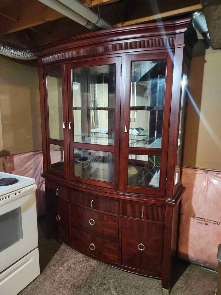 2 Piece Cherry Oak China Armoire - photo 2