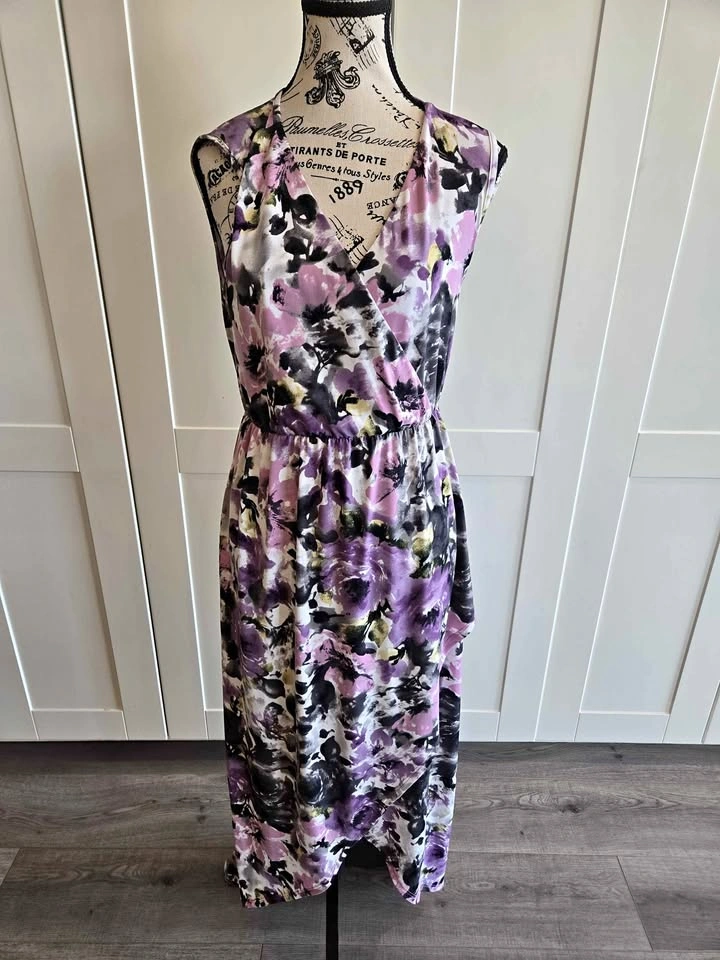 Purple Floral Wrap Maxi Dress