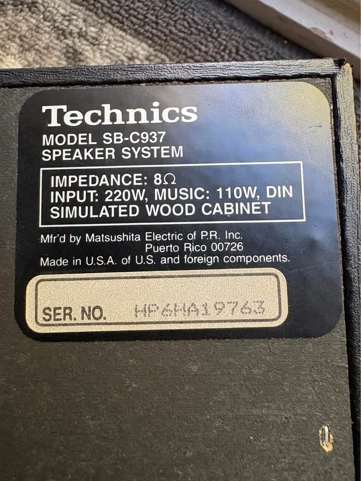 Technics SB-C936 & SB-C937 Speakers - Pair - photo 4