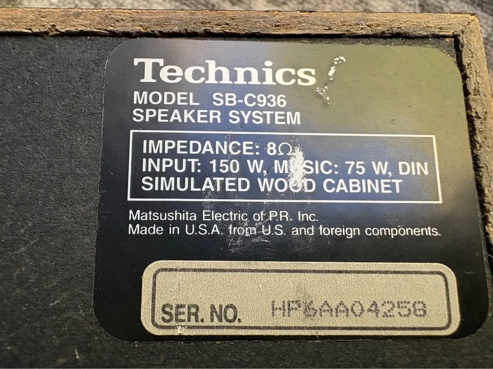 Technics SB-C936 & SB-C937 Speakers - Pair - photo 5
