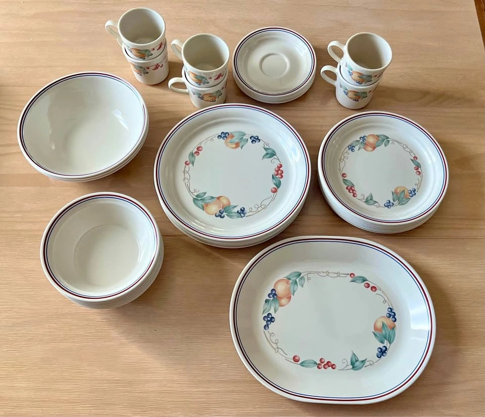 42-Pc Vintage 90s Corelle Abundance Dinnerware Set