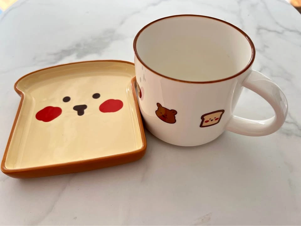 Toast and Bear Ceramic Mug and Plate Set