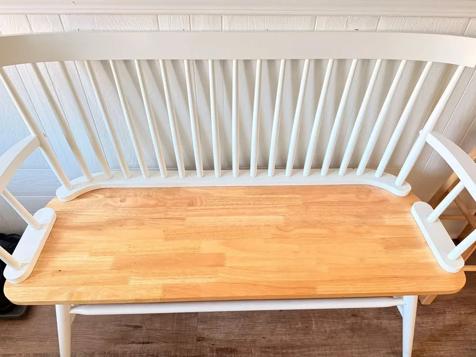 Casual Relaxed Vintage Wood Spindle Back Bench image indicator(4)