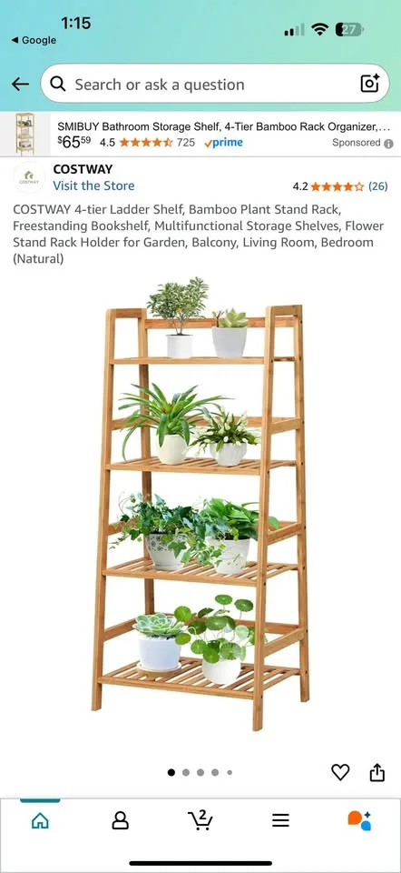 4 Tier - Bamboo shelf - Book stand image indicator(2)