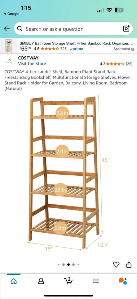 4 Tier - Bamboo shelf - Book stand image indicator(3)
