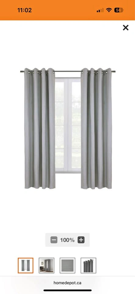 NEW Curtains and rod set 52" W x 84" L