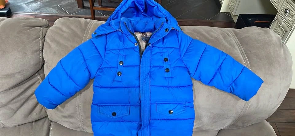 Kids Blue Hooded Puffer Jacket (4T)