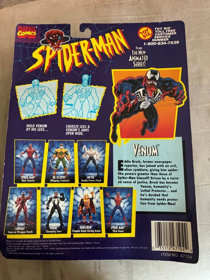 1994 Toy Biz Spider-Man Animated Series Venom Action Figure - photo 2
