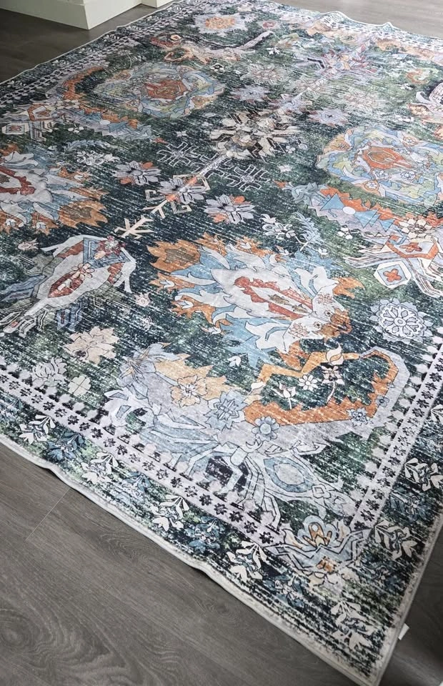 New 8x10 Washable Area Rug – Green Vintage Persian Style - photo 5
