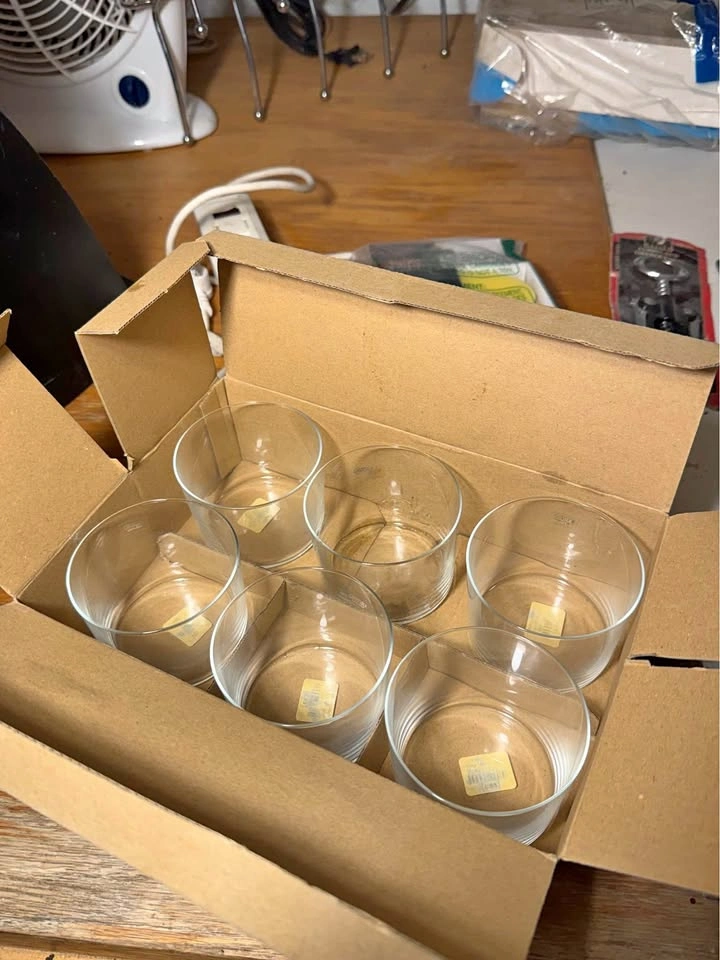 Set of 6 Clear Glass Tumblers from Poland