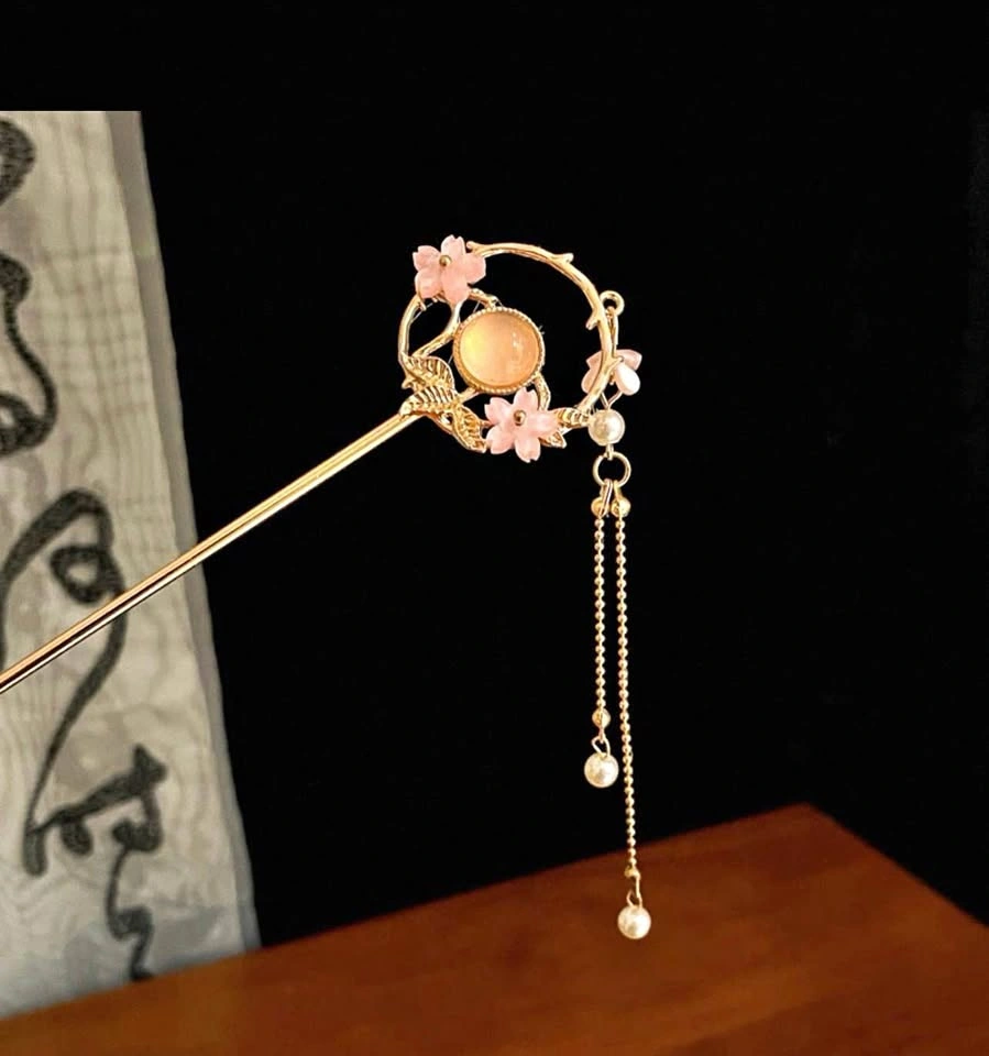 Cherry Blossom Tassel Hair Stick