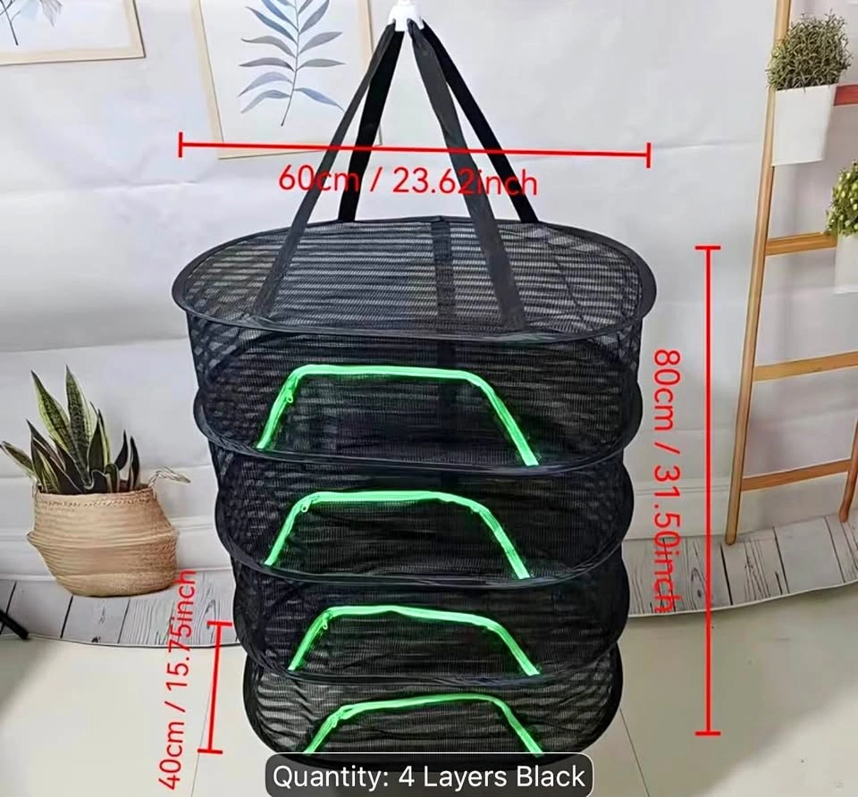 4-Layer Black Mesh Hanging Drying Rack