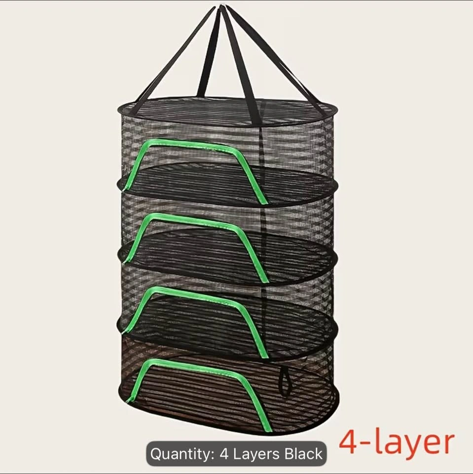 4-Layer Black Mesh Hanging Drying Rack - photo 2