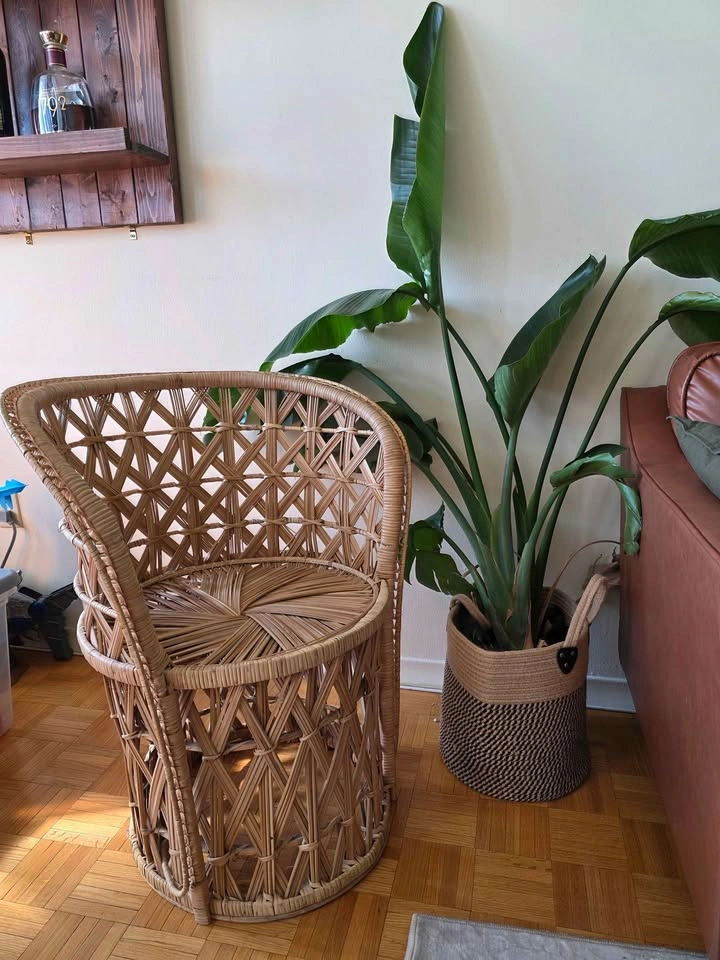 Vintage Rattan Wicker Barrel Chair – Boho Accent Chair - photo 2