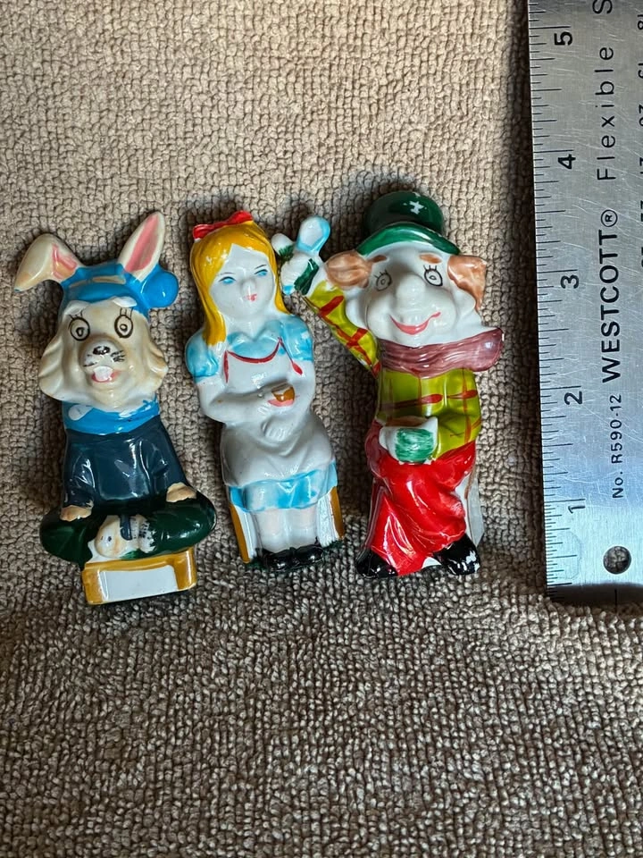 Vintage Hand-Painted Ceramic Alice In Wonderland Figurines - Set